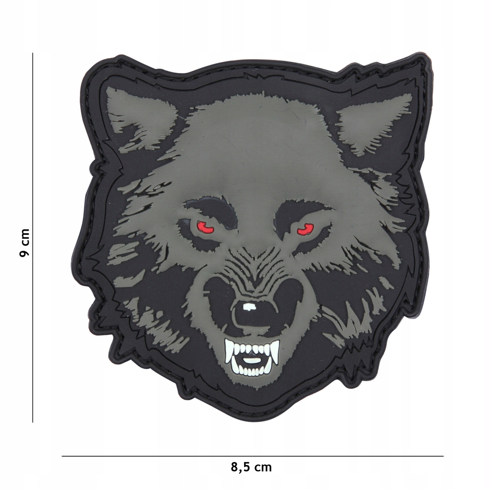 Naszywka 3D PVC - Wolf - Szara