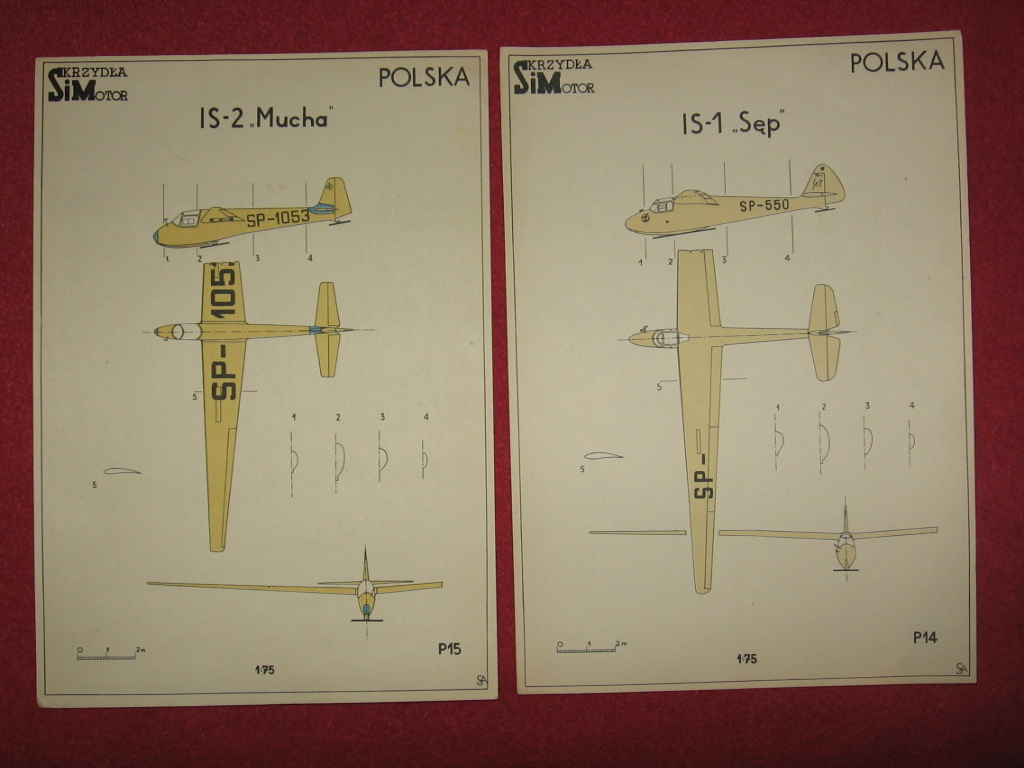 Plany modeli szybowców: IS-1 SĘP i IS-2 MUCHA