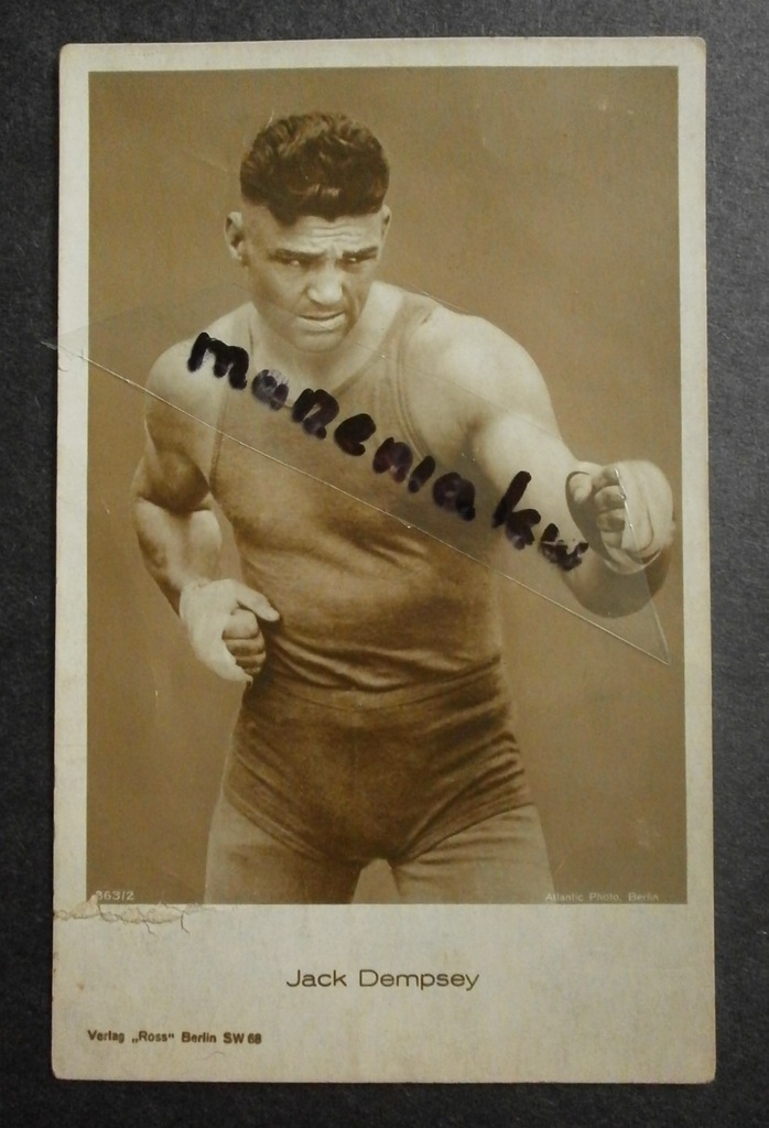 JACK DEMPSEY Bokser MISTRZ ŚWIATA UNIKAT z epoki!.