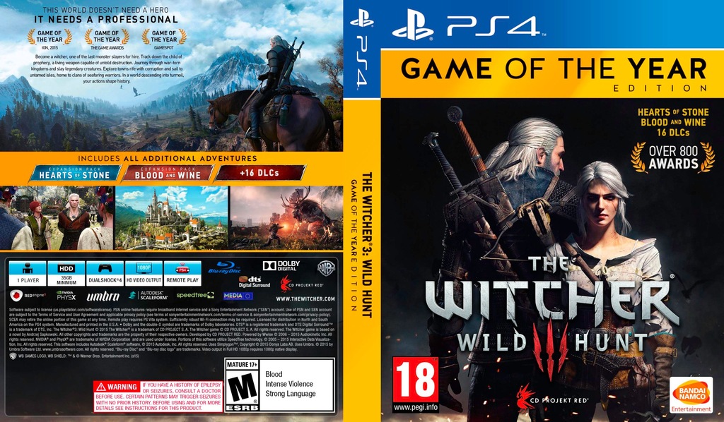 Wiedźmin 3  Edycja gry roku PS4 Płyta Premium