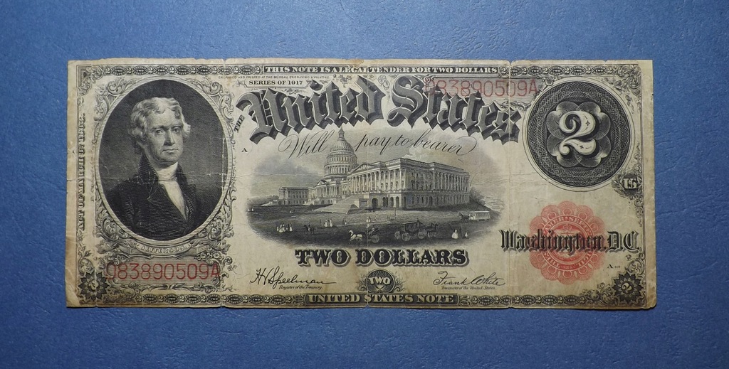 2 DOLLARS 1917 USA