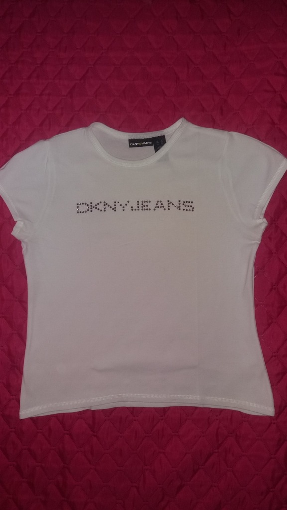 DKNY JEANS, biała koszulka, rozmiar XL