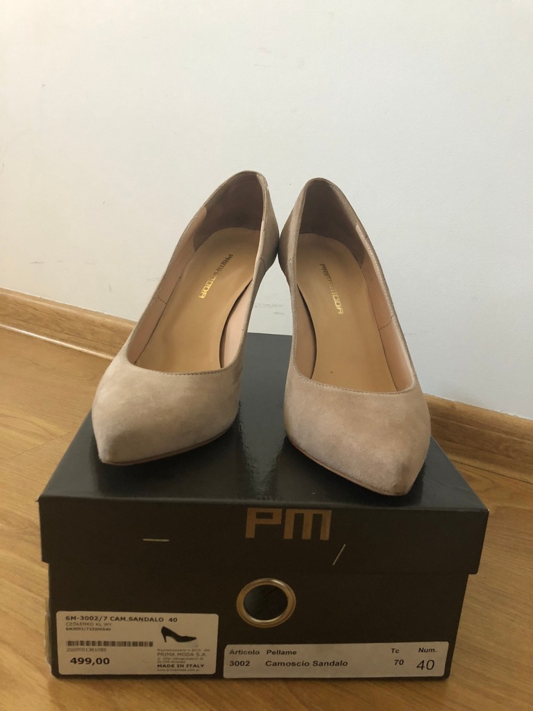 Prima Moda beżowe szpilki zamszowe rozmiar 40