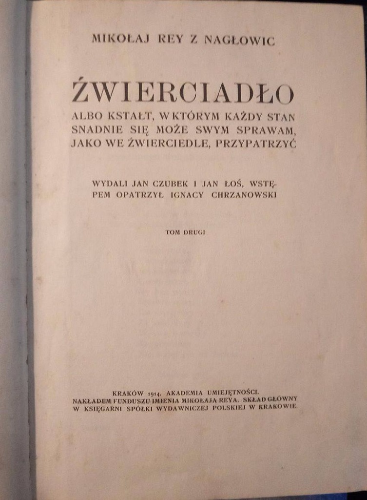 Mikołaj Rej  - Zwierciadło II, 1914 r.