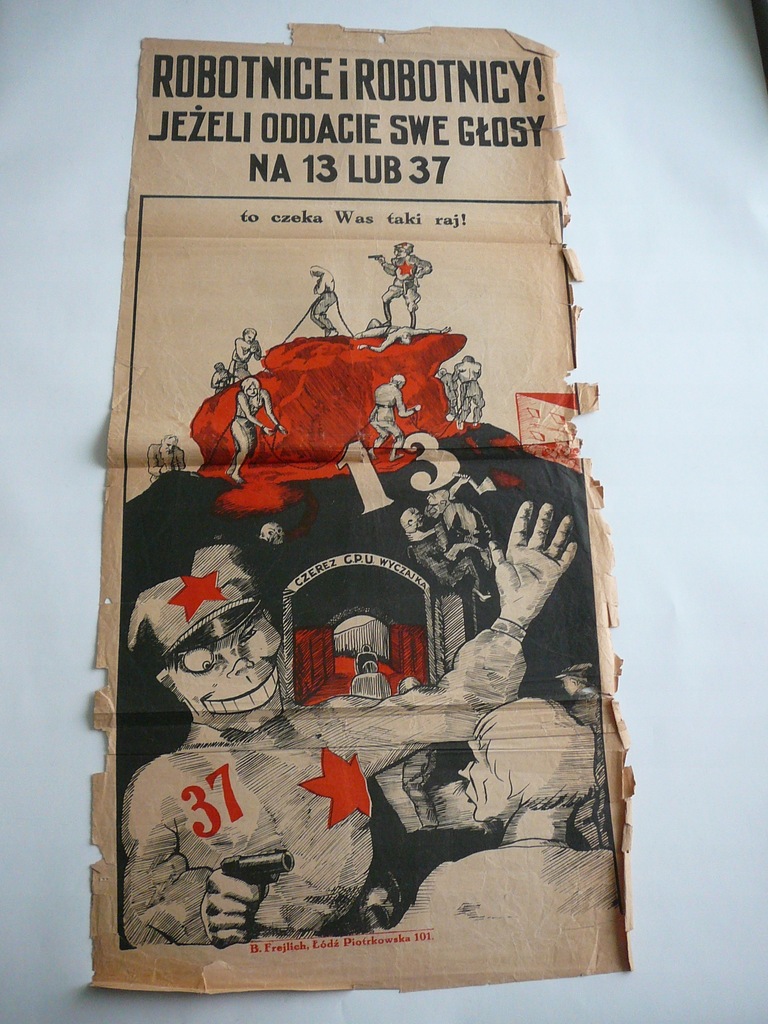 PLAKAT WYBORCZY ANTYKOMUNISTYCZNY 1928 -ORYGINAŁ