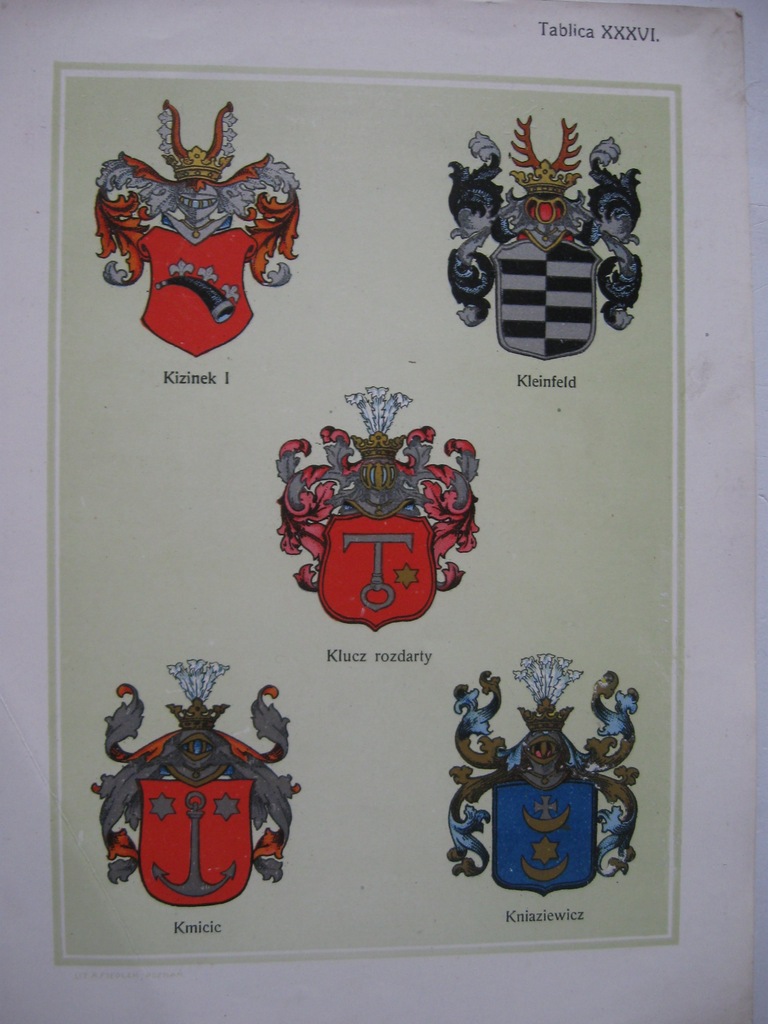 HERBY szlachty Kmicic, Kniaziewicz LITOGRAFIA 1908