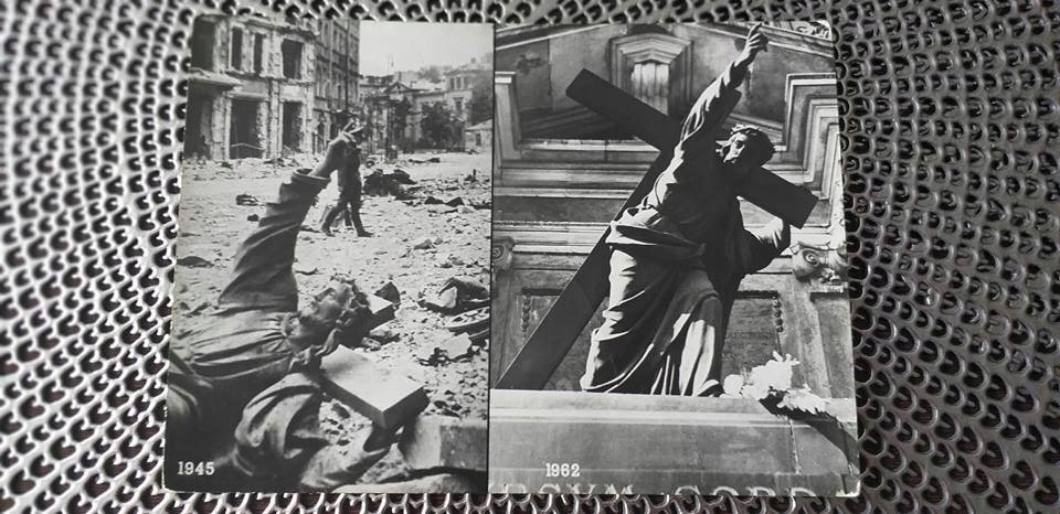 POCZTÓWKA Warszawa Figura Chrystusa 1945-1962
