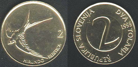 2 tolary ptaki jaskółka z 1995 roku.
