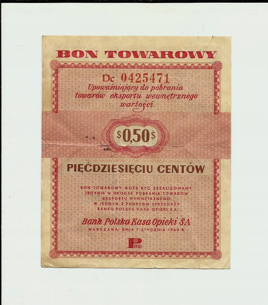 50 centów 1960 - Dc - St. II Poszukiwany nominał,