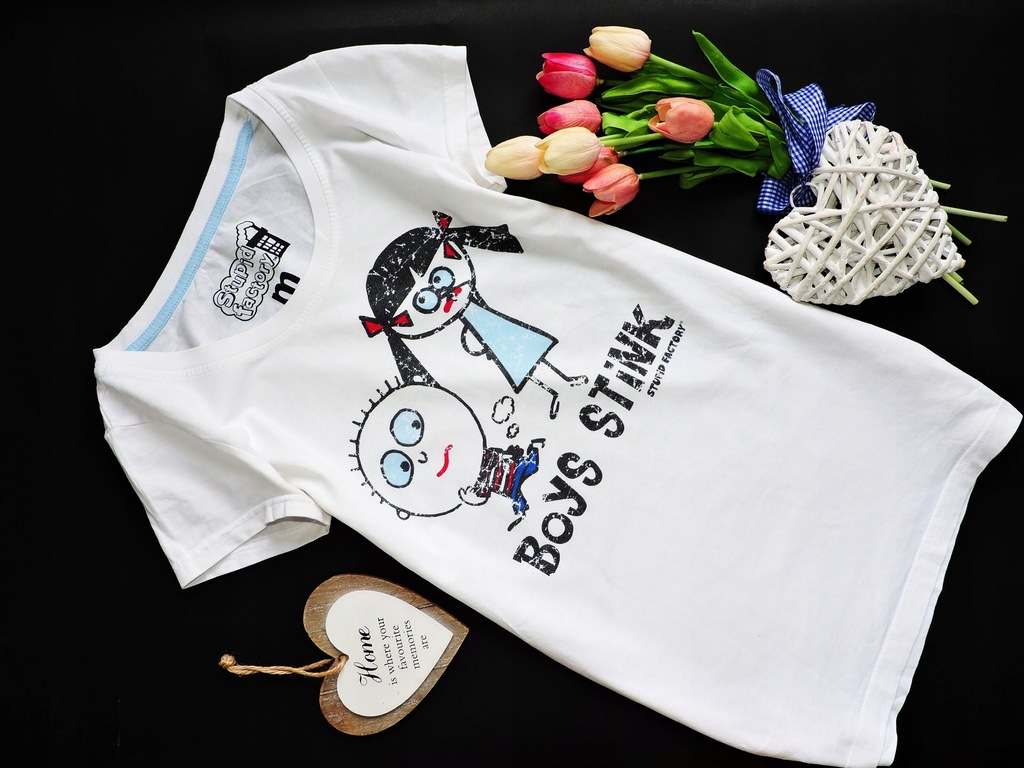 CROPP - BIAŁY T SHIRT STUPID FACTORY M