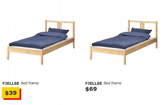 IKEA FJELLSE rama łóżka 90x200 cm + dno SOSNA