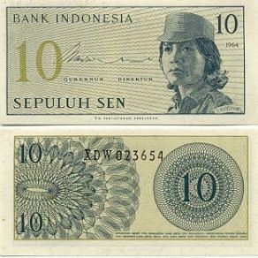 Banknot Indonezja 10 Sen 1964