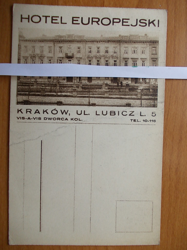 Kraków Hotel Europejski ul. Lubicz