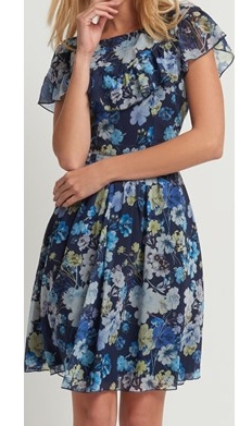 Szyfonowa sukienka romantyczna niebieska Orsay 38