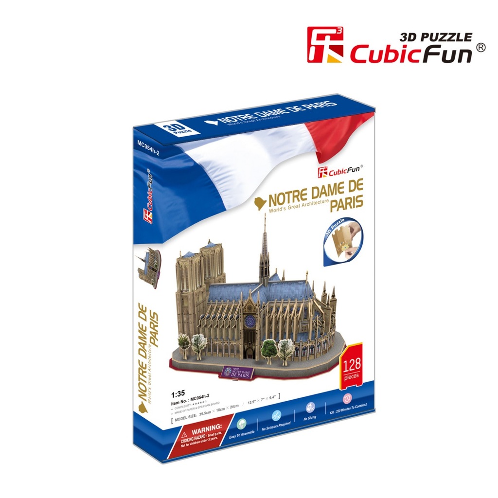 CUBIC FUN PUZZLE 3D Katedra Notre Dame Paryż 128el 7044634778