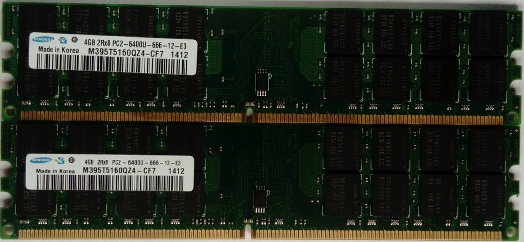 SAMSUNG 8 GB (2 x 4 GB) 2Rx8 PC2-6400U-666-12-E3