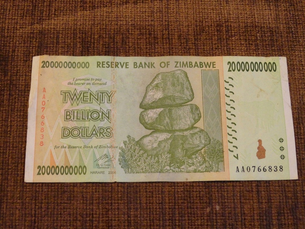 ZIMBABWE 20 000 000 000 DOLARÓW