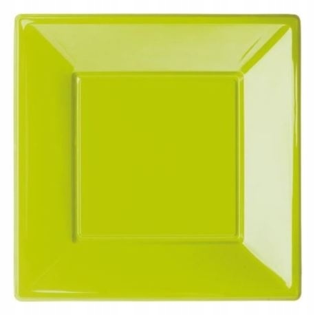TALERZE PLASTIKOWE ZIELONE KWADRAT 23x23cm 6szt