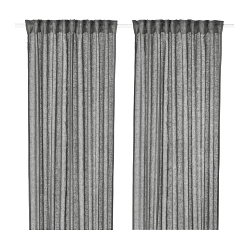 ZASŁONY GOTOWE SZARE 145X300 LNIANE LEN IKEA 24H