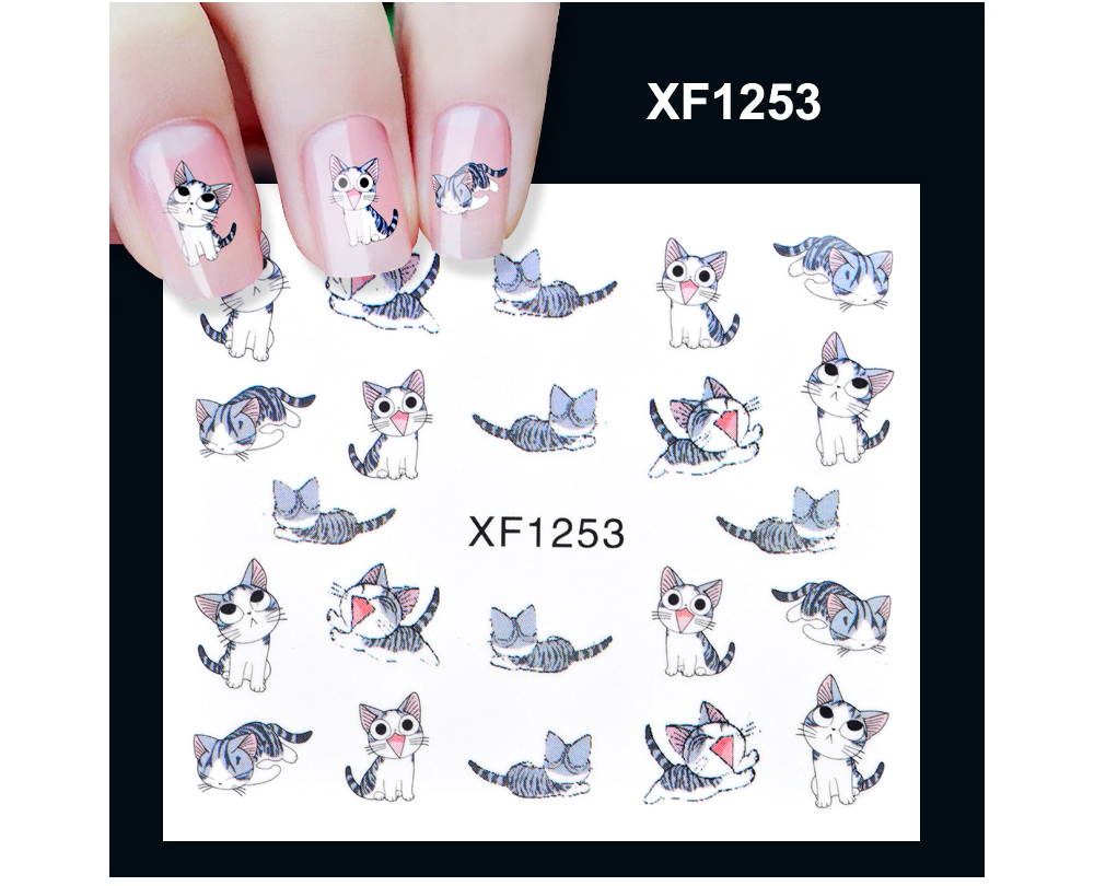 NAKLEJKI WODNE na paznokcie XF1253 KOTY