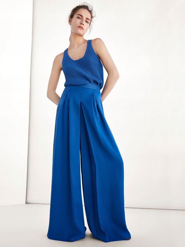 MASSIMO DUTTI niebieskie spodnie palazzo 34 XS 7636396781