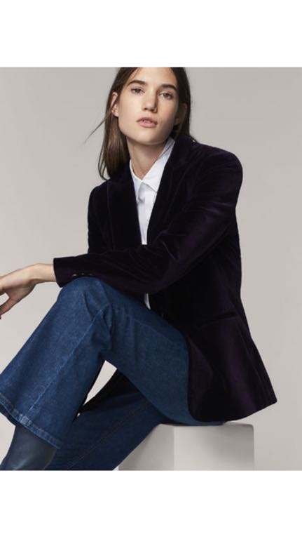 Massimo Dutti marynarka aksamit bakłażan 36 S NOWA