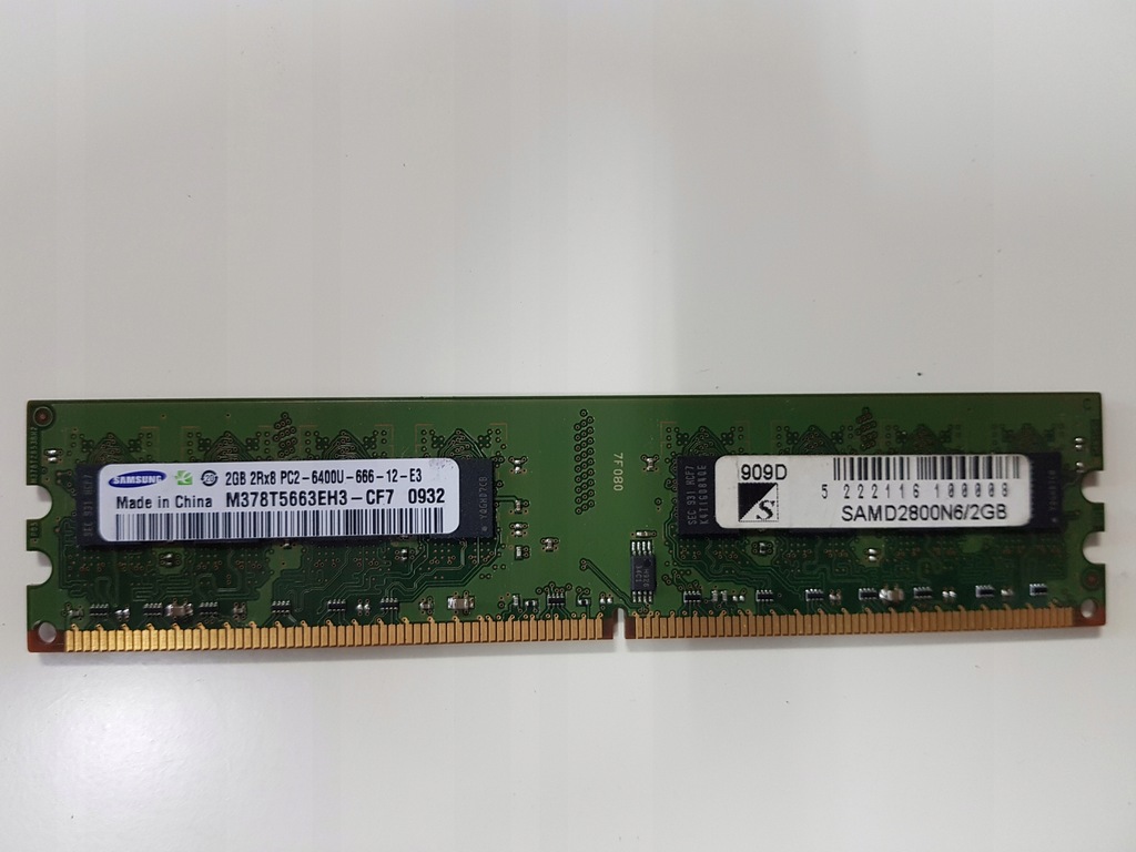 Pamięć Samsung 2GB 2Rx8 PC2-6400U-666-12-E3