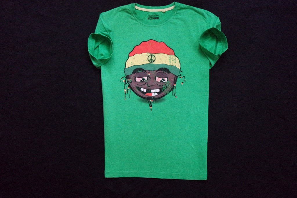 FISHBONE koszulka zielona t-shirt nadruk REGGAE__S