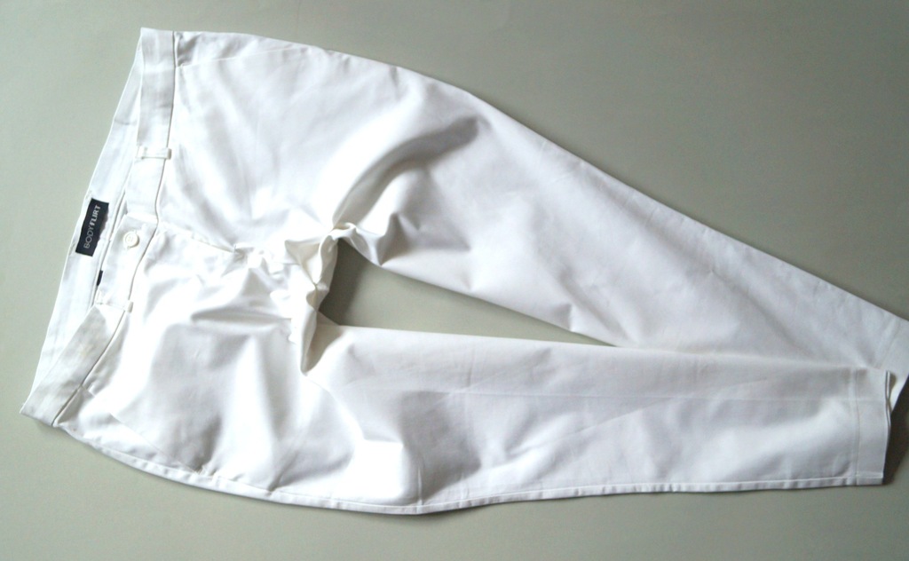 Spodnie klasyczne proste wygodne 40 białe 