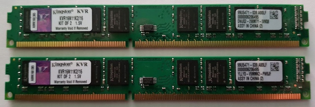 16GB (2x8GB) DDR3 Kingston KVR16N11K2/16