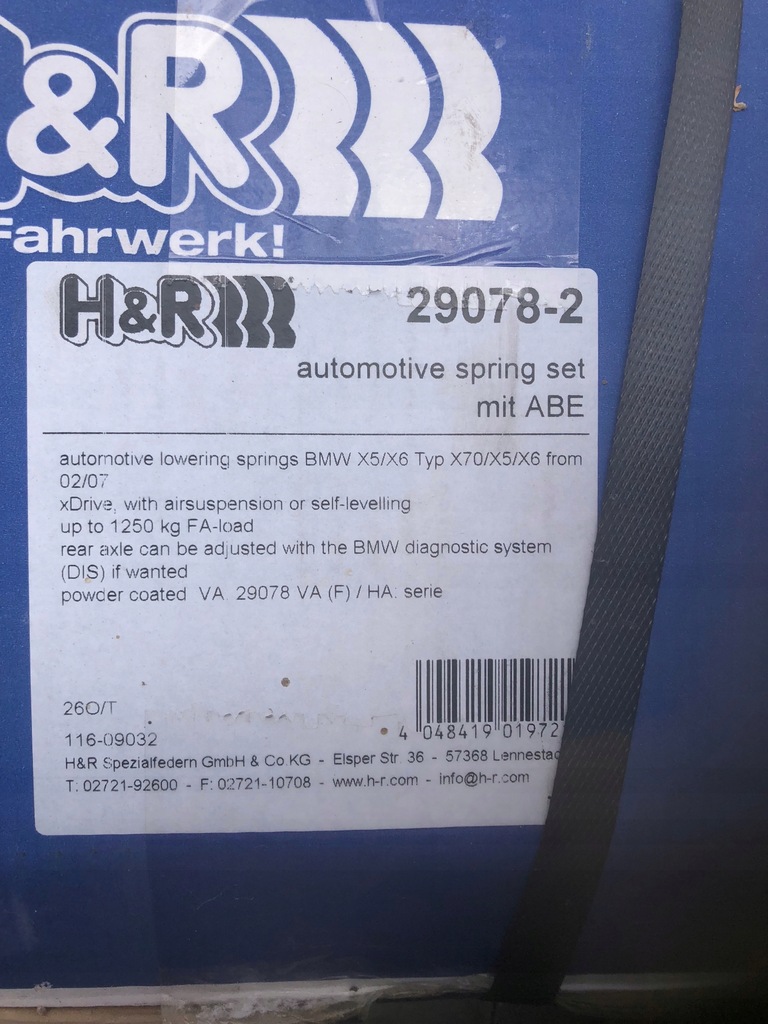 Sprężyny obniżające H&R BMW X5/X6 (29078-2)