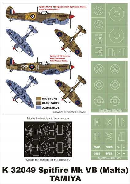 Spitfire Mk V / Hasegawa Skala 1/32 Maski Montex
