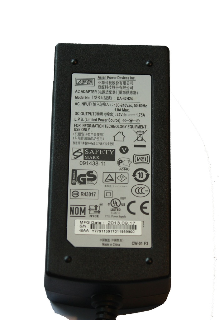 Zasilacz 24V 1.75A 5.5/2.1 APD DA-42H24