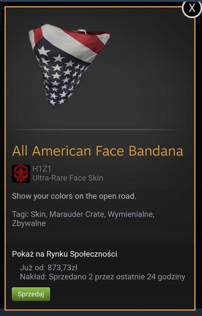 All American Face Bandana H1Z1 CSGO Skin OKAZJA!