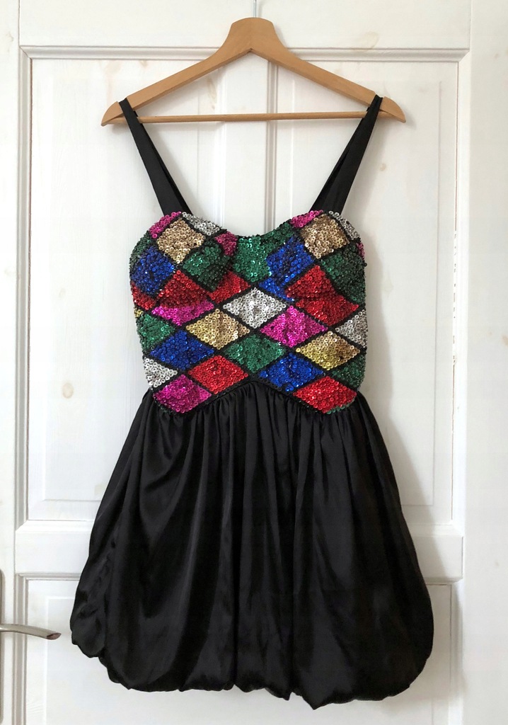Sukienka TOP SHOP, rozm 38, lata 80, cekiny