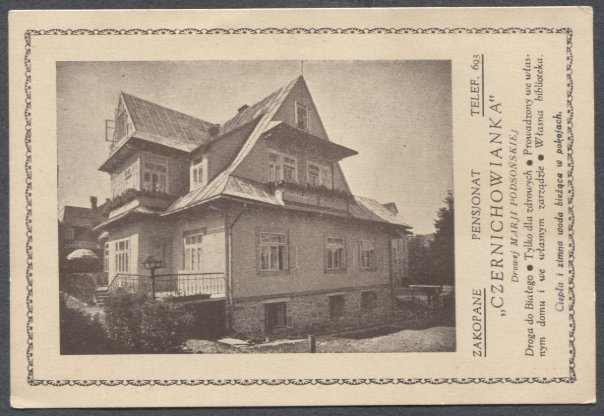 Zakopane, pens. CZERNICHOWIANKA-reklama, ok.1930r.
