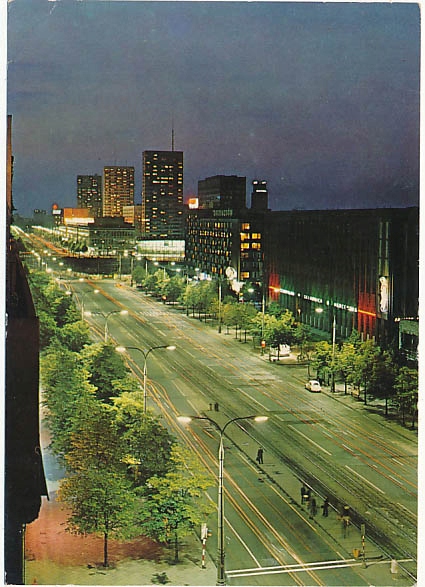 Warszawa nocą Marszałkowska Składnica Harcerska