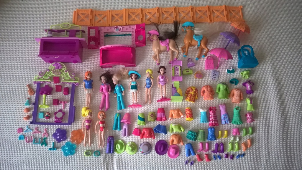 POLLY POCKET LALKI KONIE UBRANKA PLUS AKCESORIA