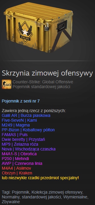 CS:GO Skrzynia zimowej ofensywy (pakiet 5 sztuk)