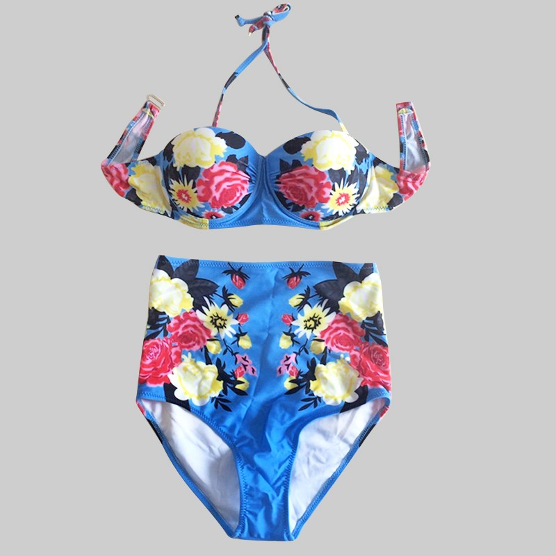 STRÓJ KĄPIELOWY WYSOKI STAN PUSH UP KWIATY L TW - 6121258208