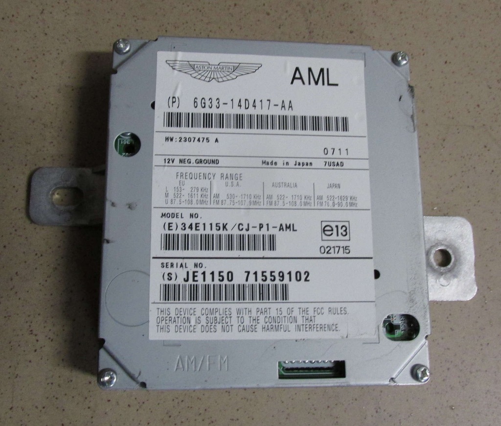 ASTON MARTIN DB9 TUNER AM/FM MODUL RADIA