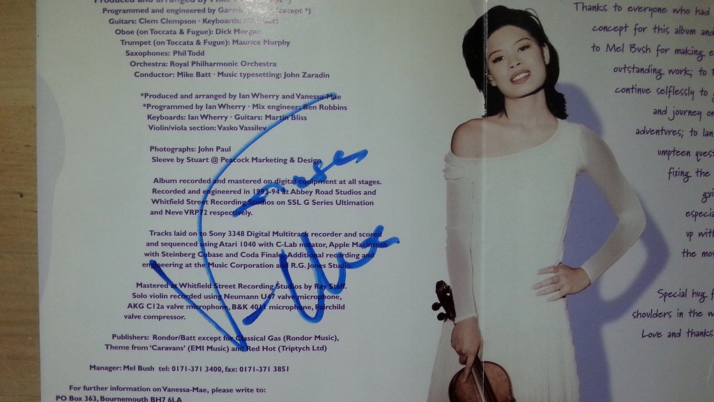 Vanessa-Mae The Violin Player z autografem! PODPIS