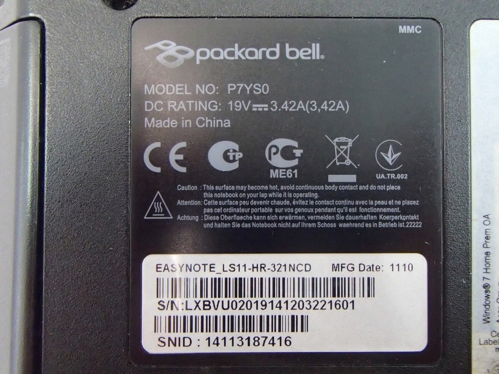 Laptop Packard Bell EasyNote LS11 P7YS0 6GB 500GB - 7497461501 ...