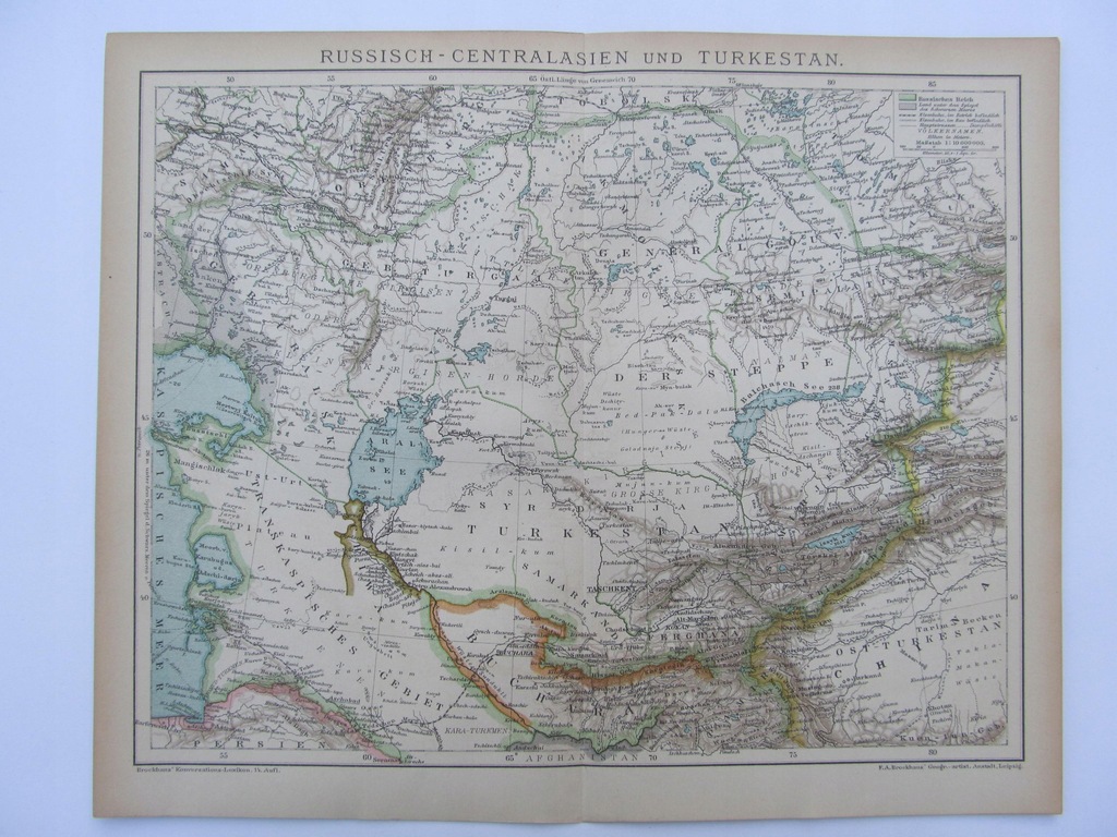 AZJA CENTRALNA ROSJA TURKIESTAN mapa 1898 r.