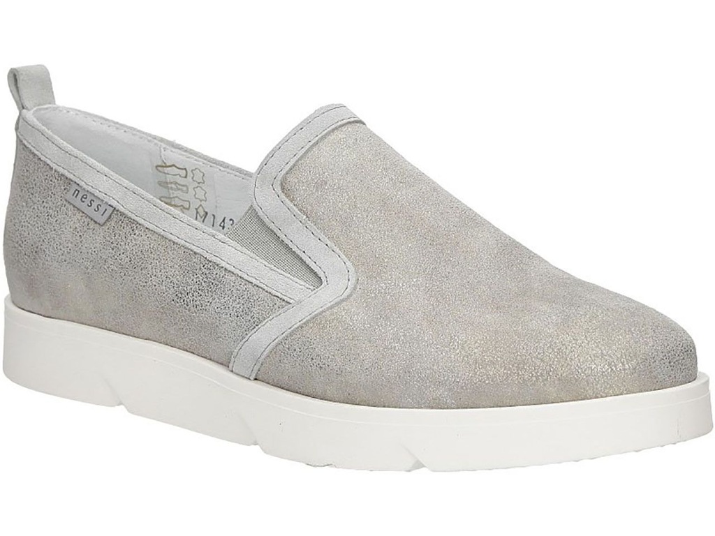 DAMSKIE SLIP ON SZARE SKÓRA NESSI 17143 r 38