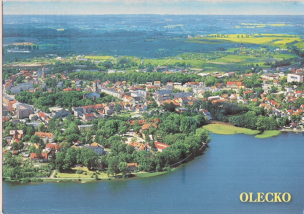 pocztówka OLECKO Panorama miasta z lotu ptaka