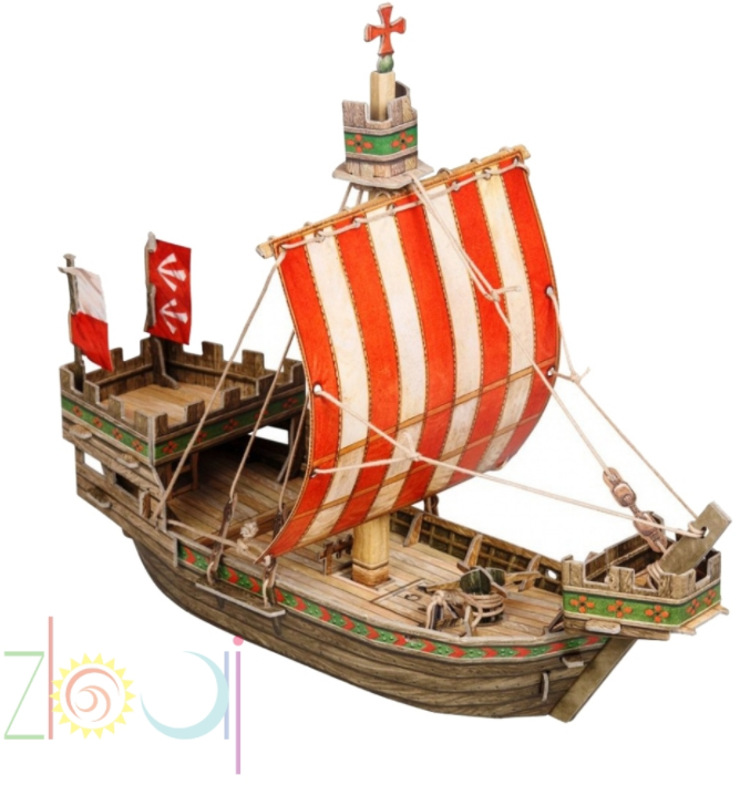 Średniowieczny żaglowiec Koga - Puzzle 3D, statek