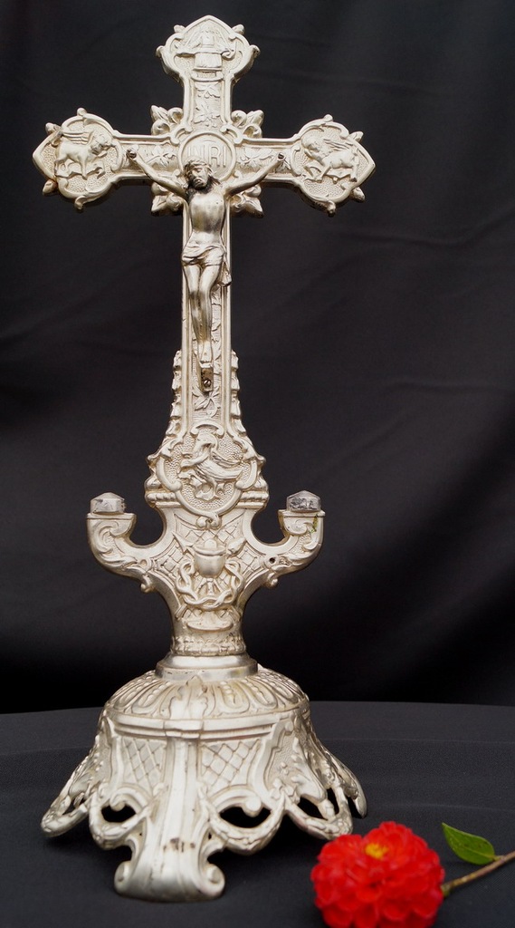 Duży Stojący KRZYŻ krucyfiks JEZUS CHRYSTUS 44cm