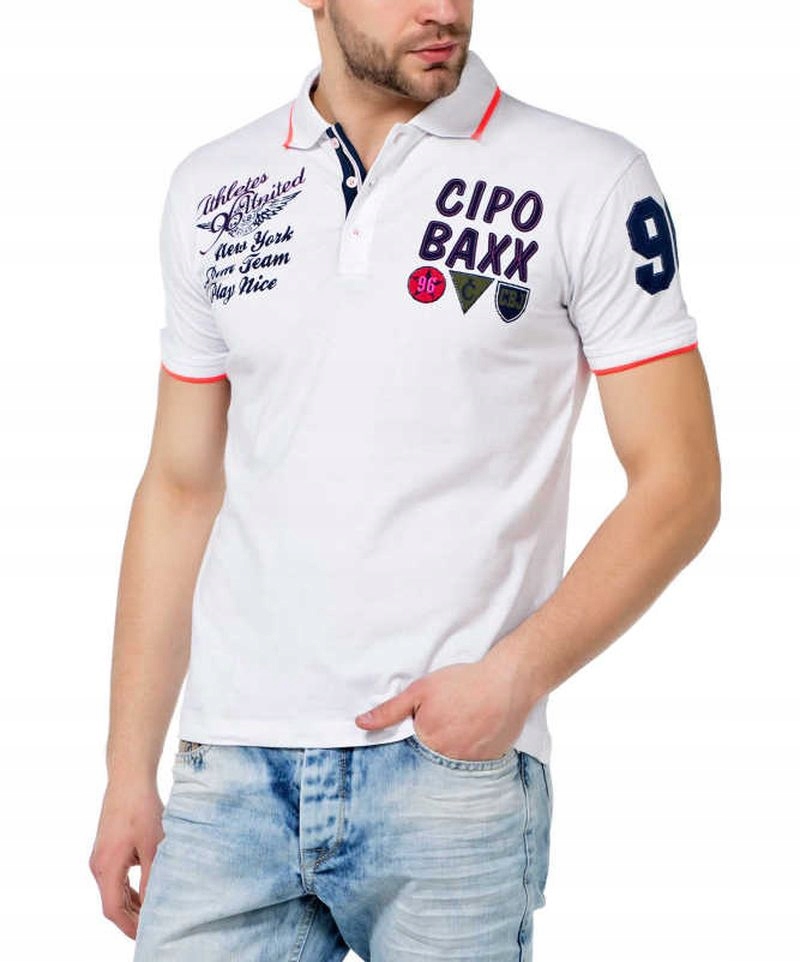 Cipo&amp;Baxx CT461 Koszulka Męska Polo Biała XL