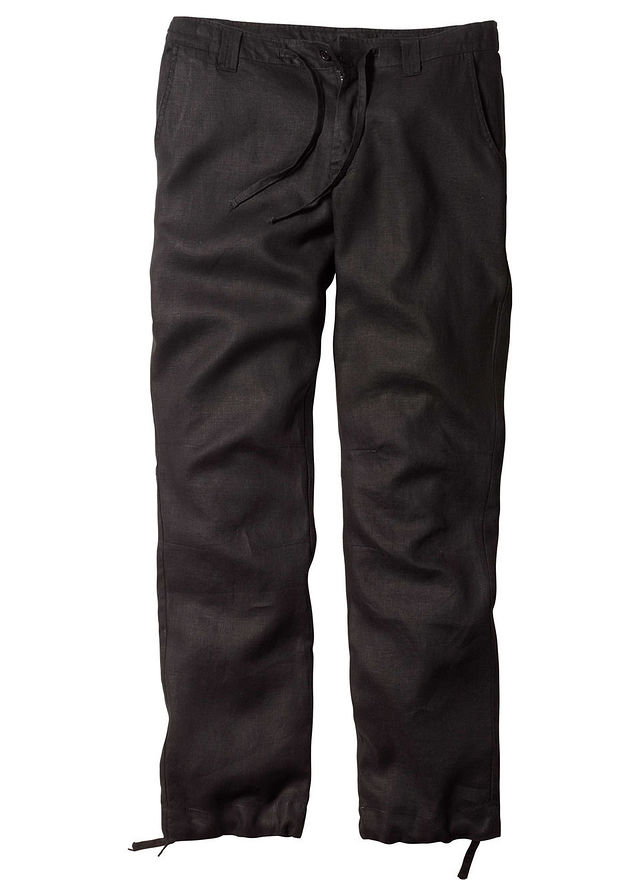 Spodnie lniane Regular Fit czarny 58 XL 929796